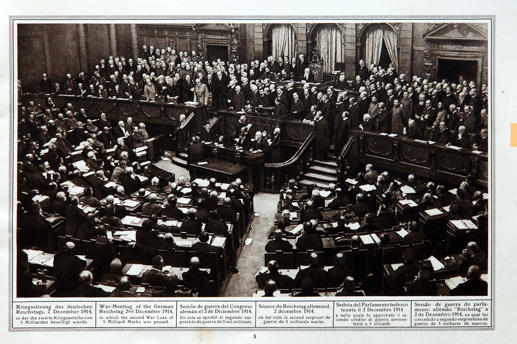 Seduta del parlamento tedesco tenuta il 2 dicembre 1914 e nella quale fu approvato il secondo credito di guerra ammontante a 5 miliardi
